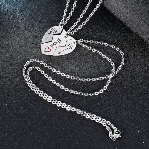 YEEQIN 3PCs Mother Daughter Necklace Set, Big Sis Lil Sis Mom Jewelry Gift Heart Necklace Gifts for Mother Daughters in Saudi Arabia