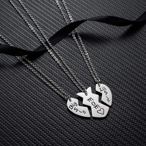YEEQIN 3PCs Mother Daughter Necklace Set, Big Sis Lil Sis Mom Jewelry Gift Heart Necklace Gifts for Mother Daughters in Saudi Arabia