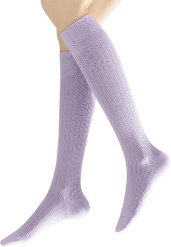 جوارب نسائية عالية للركبة - جوارب أنبوبية رفيعة من القطن الناعم مخططة عموديًا نقية in Kuwait