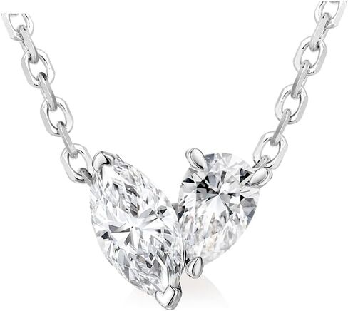 Moissanite Sparkly Dainty Pendant Necklace for Women, Eye/Toi Et Moi Design, Solid 925 Sterling Silver, 16"/18"/20" Adjustable, Anniversary Birthday Christmas Mothers Day Jewelry Gifts for Mom Wife in Kuwait