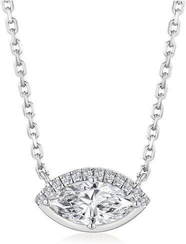Moissanite Sparkly Dainty Pendant Necklace for Women, Eye/Toi Et Moi Design, Solid 925 Sterling Silver, 16"/18"/20" Adjustable, Anniversary Birthday Christmas Mothers Day Jewelry Gifts for Mom Wife in Saudi Arabia