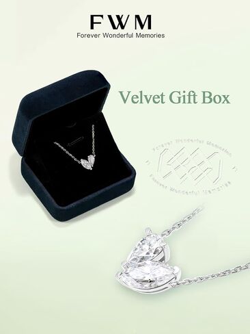 Moissanite Sparkly Dainty Pendant Necklace for Women, Eye/Toi Et Moi Design, Solid 925 Sterling Silver, 16"/18"/20" Adjustable, Anniversary Birthday Christmas Mothers Day Jewelry Gifts for Mom Wife in Saudi Arabia