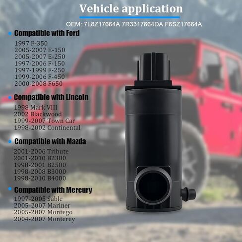 Car Windshield Washer Pump, OEM#89017059 173686 Vehicle Fluid Pump with Grommet, Auto Windshield Pressure Washer Wiper Replacement Accessories, Compatible with F-350 E-150 E-250 in Kuwait