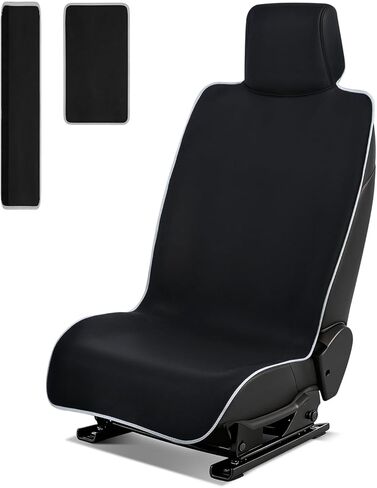 غطاء مقعد سيارة من النيوبرين المقاوم للماء مع أحزمة مقاعد ممتدة ومنصات صندوقية لمسند الذراع، واقي مقعد عالمي مقاوم للتعرق وغير قابل للانزلاق لمرحلة ما بعد صالة الألعاب الرياضية والجري والتقاطع واليوجا وحماية الحيوانات الأليفة (أسود، عبوة واحدة) in Kuwait