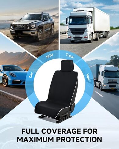 غطاء مقعد سيارة من النيوبرين المقاوم للماء مع أحزمة مقاعد ممتدة ومنصات صندوقية لمسند الذراع، واقي مقعد عالمي مقاوم للتعرق وغير قابل للانزلاق لمرحلة ما بعد صالة الألعاب الرياضية والجري والتقاطع واليوجا وحماية الحيوانات الأليفة (أسود، عبوة واحدة) in Kuwait
