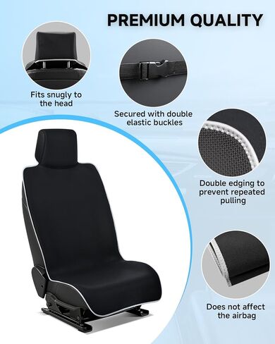 غطاء مقعد سيارة من النيوبرين المقاوم للماء مع أحزمة مقاعد ممتدة ومنصات صندوقية لمسند الذراع، واقي مقعد عالمي مقاوم للتعرق وغير قابل للانزلاق لمرحلة ما بعد صالة الألعاب الرياضية والجري والتقاطع واليوجا وحماية الحيوانات الأليفة (أسود، عبوة واحدة) in Kuwait