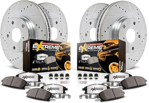 PowerStop Front & Rear Brake Kit For Freightliner Sprinter 3500 2019-21 |Sprinter 3500XD 2019-21 - Truck & Tow Carbon Fiber Ceramic Brake Pads + Drilled & Slotted Rotors Upgrade, K8450-36 in Saudi Arabia