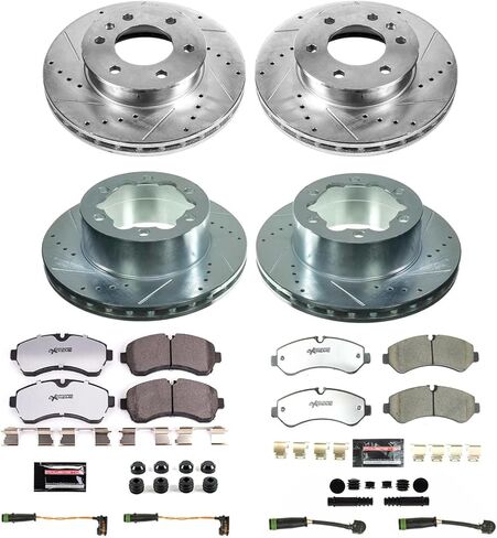 PowerStop Front & Rear Brake Kit For Freightliner Sprinter 3500 2019-21 |Sprinter 3500XD 2019-21 - Truck & Tow Carbon Fiber Ceramic Brake Pads + Drilled & Slotted Rotors Upgrade, K8450-36 in Saudi Arabia