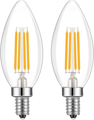 E14 European Base LED Filament Edison Bulb, 2W Warm White 2700K, No-Dimmable (4-Pack) in Saudi Arabia