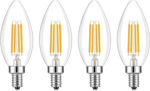E14 European Base LED Filament Edison Bulb, 2W Warm White 2700K, No-Dimmable (4-Pack) in Saudi Arabia