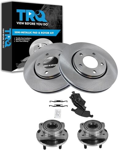 TRQ Front Brake Pad and Rotor Set Semi Metallic Compatible with 1997-2003 Chevrolet Malibu 2004-2005 Classic 1997-1998 Oldsmobile Cutlass 1999-2004 Alero 1999-2005 Pontiac Grand Am in Saudi Arabia