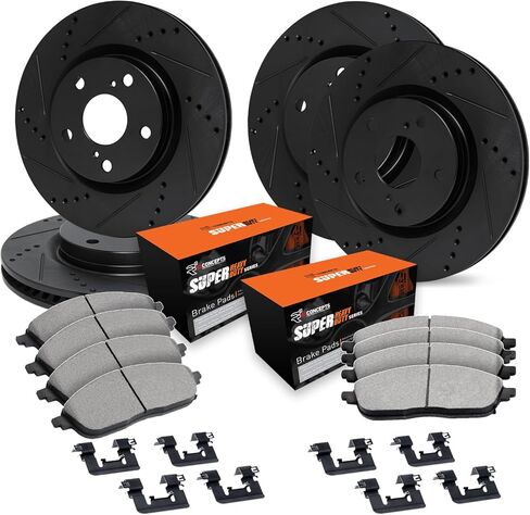 R1 Concepts Front and Rear Brake Kit For 2007-2009 Chrysler Aspen, Dodge Durango, 2006-2010 Dodge Ram 1500| Drilled Slotted Brake Rotors| Optimum OEP Brake Pads and Rotors Kit| Hardware included in Saudi Arabia