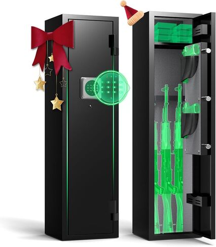 2-4 Gun Safe, Gun Safe for Rifles and Pistols, Shotgun Rifle Safe,No Assembly Gun Cabinet for Shotguns, Quick Access Rifle Safe, Gun Locker with Dual Alarm & Mute Mode Switching in Saudi Arabia