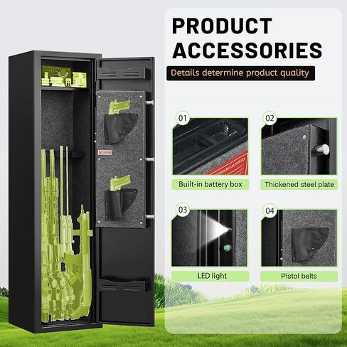 2-4 Gun Safe, Gun Safe for Rifles and Pistols, Shotgun Rifle Safe,No Assembly Gun Cabinet for Shotguns, Quick Access Rifle Safe, Gun Locker with Dual Alarm & Mute Mode Switching in Saudi Arabia