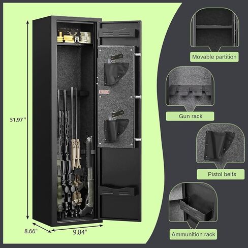 2-4 Gun Safe, Gun Safe for Rifles and Pistols, Shotgun Rifle Safe,No Assembly Gun Cabinet for Shotguns, Quick Access Rifle Safe, Gun Locker with Dual Alarm & Mute Mode Switching in Saudi Arabia