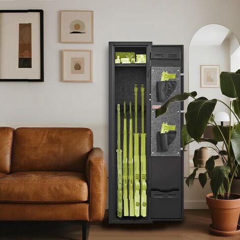 2-4 Gun Safe, Gun Safe for Rifles and Pistols, Shotgun Rifle Safe,No Assembly Gun Cabinet for Shotguns, Quick Access Rifle Safe, Gun Locker with Dual Alarm & Mute Mode Switching in Saudi Arabia