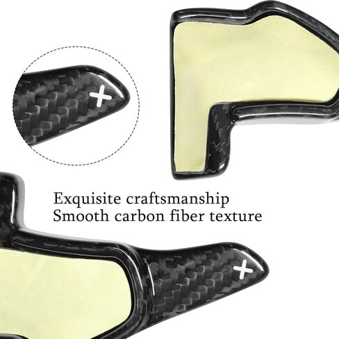 Compatible with Dodge Challenger Charger SRT 2015-2024 Durango SRT 2014-2024 Real Carbon Fiber Steering Wheel Shift Paddle Extended Cover Trims Accessories (Black 2PCS) in Saudi Arabia