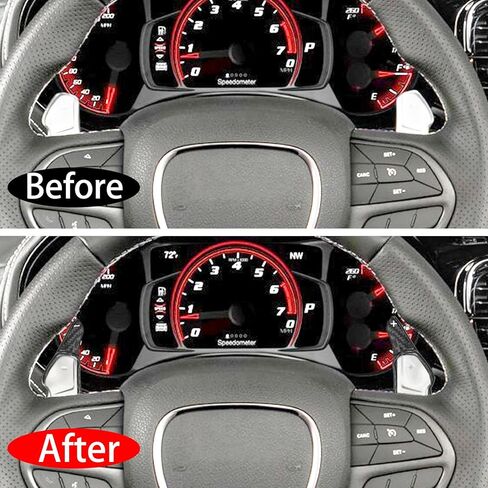 Compatible with Dodge Challenger Charger SRT 2015-2024 Durango SRT 2014-2024 Real Carbon Fiber Steering Wheel Shift Paddle Extended Cover Trims Accessories (Black 2PCS) in Saudi Arabia