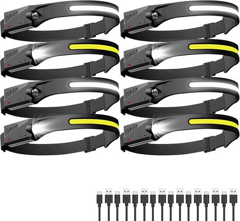 8 عبوات من المصابيح الأمامية القابلة لإعادة الشحن، مصباح أمامي LED فائق السطوع مع شعاع عريض 230 درجة، مستشعر حركة، 5 أوضاع مصباح رأس مقاوم للماء للتنزه في الهواء الطلق والجري والتخييم in Kuwait