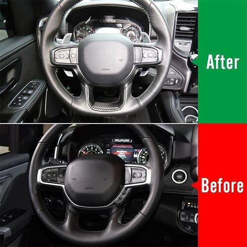Carbon Fiber Steering Wheel U Bezel Cover for Dodge RAM 1500 TRX Rebel Off-Road 2019 2020 2021 2022 2023,Genuine Carbon Steering Wheel Trim in Kuwait