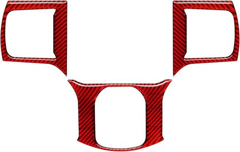 رامويل متوافق مع 3 قطع من ملصقات داخلية من ألياف الكربون المزخرفة لعجلة القيادة لشاحنات رام 2011-2017 (أحمر) in Kuwait