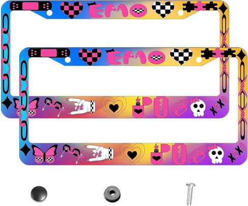إطار لوحة ترخيص Love Pink - عبوتان من I Have Two Moods حامل بطاقات سيارة وردي لطيف، غطاء لوحة ترخيص من الألومنيوم المقاوم للصدأ للنساء والفتيات - مناسب عالميًا للوحات القياسية الأمريكية in Kuwait