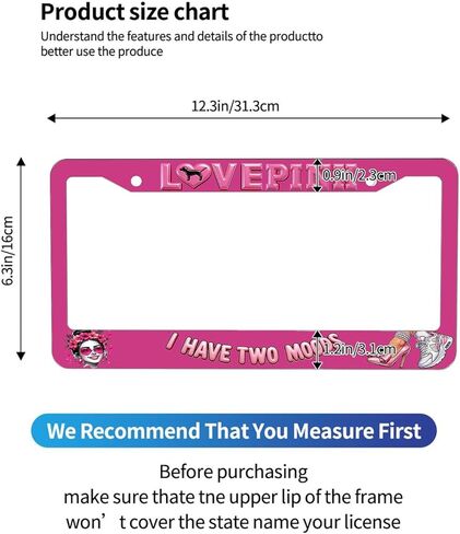 إطار لوحة ترخيص Love Pink - عبوتان من I Have Two Moods حامل بطاقات سيارة وردي لطيف، غطاء لوحة ترخيص من الألومنيوم المقاوم للصدأ للنساء والفتيات - مناسب عالميًا للوحات القياسية الأمريكية in Kuwait