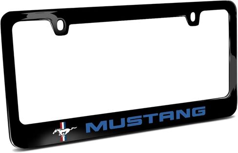 iPick Image for Ford Mustang in Blue UV-LED Printed American-Made Black Metal License Plate Frame in Saudi Arabia