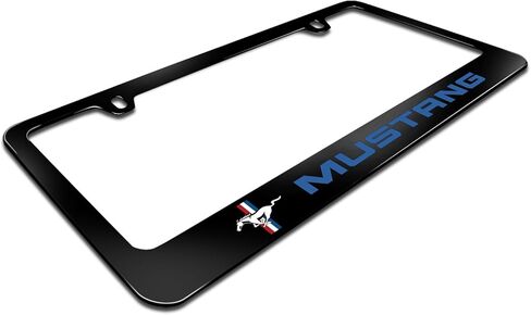 iPick Image for Ford Mustang in Blue UV-LED Printed American-Made Black Metal License Plate Frame in Saudi Arabia