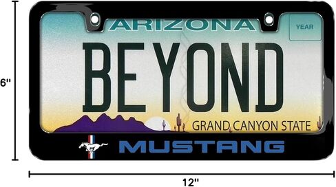 iPick Image for Ford Mustang in Blue UV-LED Printed American-Made Black Metal License Plate Frame in Saudi Arabia