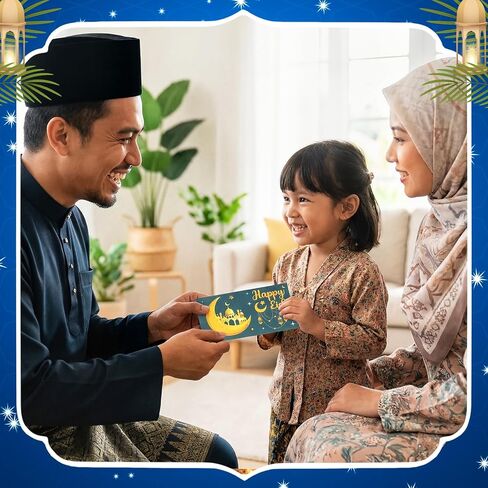 Yexiya 48 Pcs Gift Envelopes Happy Eid Colorful Gift Card Holders for Kids Eid Mubarak Envelopes for Money Cash Ramadan Holiday Celebration, 4 Style (Classic) in Saudi Arabia