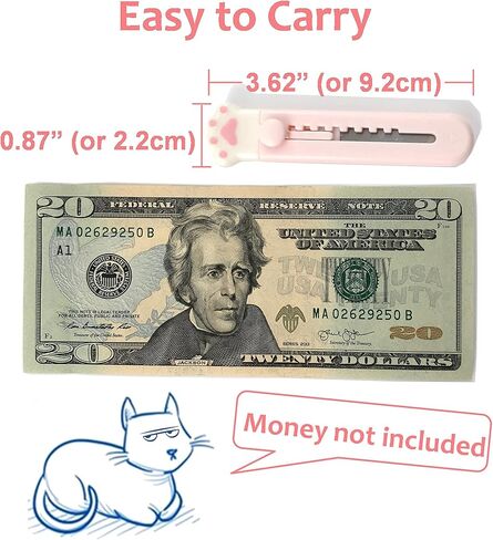 قاطع صندوق كاواي كات باو (قطعتان، أبيض وردي وأبيض) سكين جيب صغير وفتاحة رسائل لمحبي القطط in Kuwait