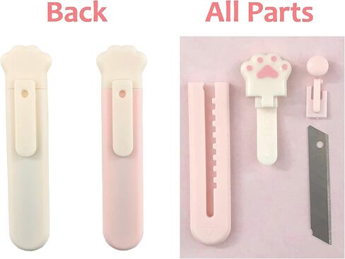 قاطع صندوق كاواي كات باو (قطعتان، أبيض وردي وأبيض) سكين جيب صغير وفتاحة رسائل لمحبي القطط in Kuwait