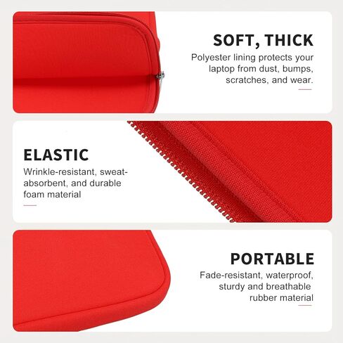 Laptop Case - Polyester Computer Sleeve Carrying Bag Shockproof Laptop Protective Cover for 17" Notebook, Red in Kuwait