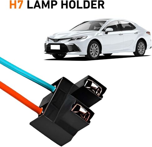 2PCS H7 Bulb Socket, High-Temperature Resistant Pure Copper Female Lamp Holder Harness Connector, Fog Light Bulb Harness Plug Extension Kit, for Most Cars, Trucks (Multicolored) in Kuwait