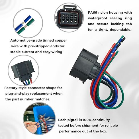 Headlight Connector Adapter Harness (8-Pin) for 2014-2016 Hyundai Elantra Sedan, Halogen to LED DRL Conversion, Plug-and-Play; Excludes Elantra GT & Coupe in Saudi Arabia