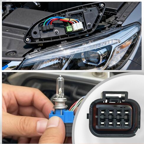 Headlight Connector Adapter Harness (8-Pin) for 2014-2016 Hyundai Elantra Sedan, Halogen to LED DRL Conversion, Plug-and-Play; Excludes Elantra GT & Coupe in Saudi Arabia