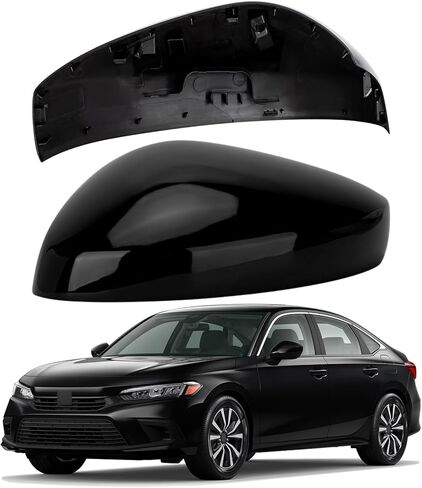 Driver Side Mirror Cover Replacement for Honda Civic 2022-2024, Civic Si Sedan 2022-2025, Civic Type R Hatchback 2023-2025 - Left Side Mirror Covers, Rear View Mirror Cap Without Lamp, Black in Saudi Arabia