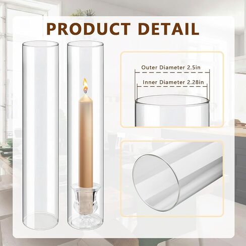 12 مجموعة من حاملات شموع الإعصار الزجاجية - حاملات شموع زجاجية مقاس 12.6 بوصة مع أكمام شموع أسطوانية شفافة طويلة لحفلات الزفاف، وديكور طاولة عيد الميلاد (12) in Kuwait