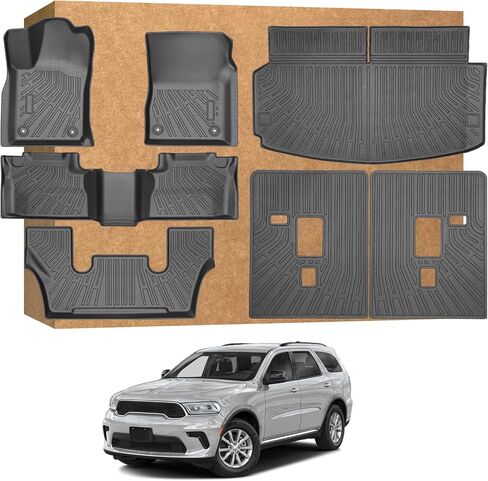 Floor Mats for Dodge Durango 6 Seats 2016-2026, Heavy Duty TPE Waterproof Non-Slip All Weather Protection Custom, Floor Mats & Cargo Liner & Seatback Mat (with Velcro) in Saudi Arabia