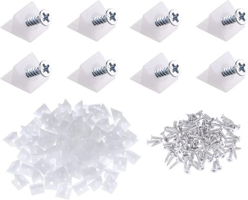 Canomo 100 Packs Furniture Chest Drawer Bottom Repair Fixing Mending Wedges 90 Degree Drawer Plastic Angle Code Bracket Fastener with Screws, White in Kuwait