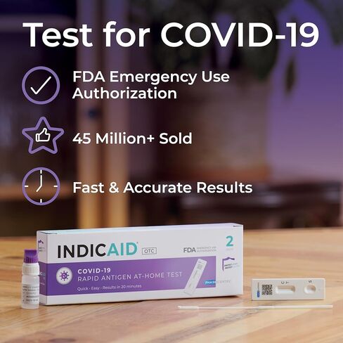COVID-19 Antigen Rapid Test, Covid Home Test 4 Pack, FDA EUA Authorized, HSA/FSA Eligible, 4 Covid Test Kits in 2 Packs Convenient for Home Use and Business Distribution, Easier and Faster in Kuwait