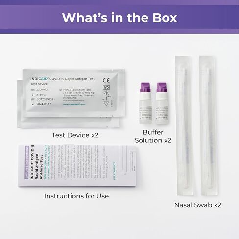 COVID-19 Antigen Rapid Test, Covid Home Test 4 Pack, FDA EUA Authorized, HSA/FSA Eligible, 4 Covid Test Kits in 2 Packs Convenient for Home Use and Business Distribution, Easier and Faster in Kuwait