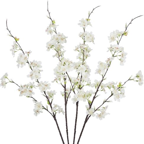 4 Pcs Cherry Blossom Branches Fake Flowers for Spring Summer Indoor Home Decor 32" Pink Faux Artificial Cherry Flowers Long Stems for Vase Wedding Office Party Table Centerpieces Bedroom Decor in Saudi Arabia