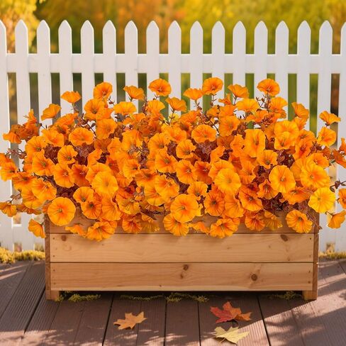 ICX 10pc Artificial Morning Glory Flowers for Outdoors,Silk Fake Flowers,Spring Flowers Artificial for Decoration,Outdoor Fake Plants for Door Porch Patio Planter Yard (Purple Yellow White Fuchsia in Saudi Arabia