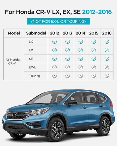 Floor Mats & Cargo Liner for Honda CR-V 2012–2016 Full Set, All Weather TPE Rubber Floor Liners Trunk Mat for Honda CR-V LX EX SE (No Subwoofer), Not for EX-L/Touring, CR-V Accessories Black in Kuwait