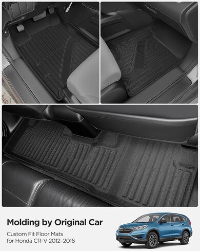 Floor Mats & Cargo Liner for Honda CR-V 2012–2016 Full Set, All Weather TPE Rubber Floor Liners Trunk Mat for Honda CR-V LX EX SE (No Subwoofer), Not for EX-L/Touring, CR-V Accessories Black in Kuwait