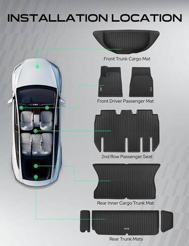 8 قطع من YHTAUTO سجادات أرضية وحصائر شحن ومقعد خلفي خلفي مناسب لطراز Tesla X 2022-2025 5 مقاعد، TPE لجميع الأحوال الجوية سجادات السيارة مقاومة للماء ومضادة للانزلاق وعديمة الرائحة الأمامية وخلفية الجذع وبطانات البضائع وبساط المقعد الخلفي in Kuwait