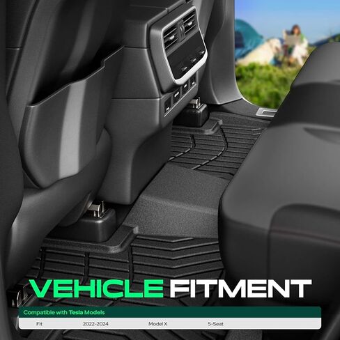 8 قطع من YHTAUTO سجادات أرضية وحصائر شحن ومقعد خلفي خلفي مناسب لطراز Tesla X 2022-2025 5 مقاعد، TPE لجميع الأحوال الجوية سجادات السيارة مقاومة للماء ومضادة للانزلاق وعديمة الرائحة الأمامية وخلفية الجذع وبطانات البضائع وبساط المقعد الخلفي in Kuwait