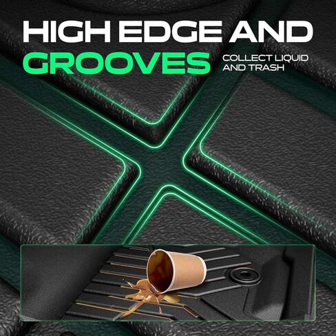 8 قطع من YHTAUTO سجادات أرضية وحصائر شحن ومقعد خلفي خلفي مناسب لطراز Tesla X 2022-2025 5 مقاعد، TPE لجميع الأحوال الجوية سجادات السيارة مقاومة للماء ومضادة للانزلاق وعديمة الرائحة الأمامية وخلفية الجذع وبطانات البضائع وبساط المقعد الخلفي in Kuwait